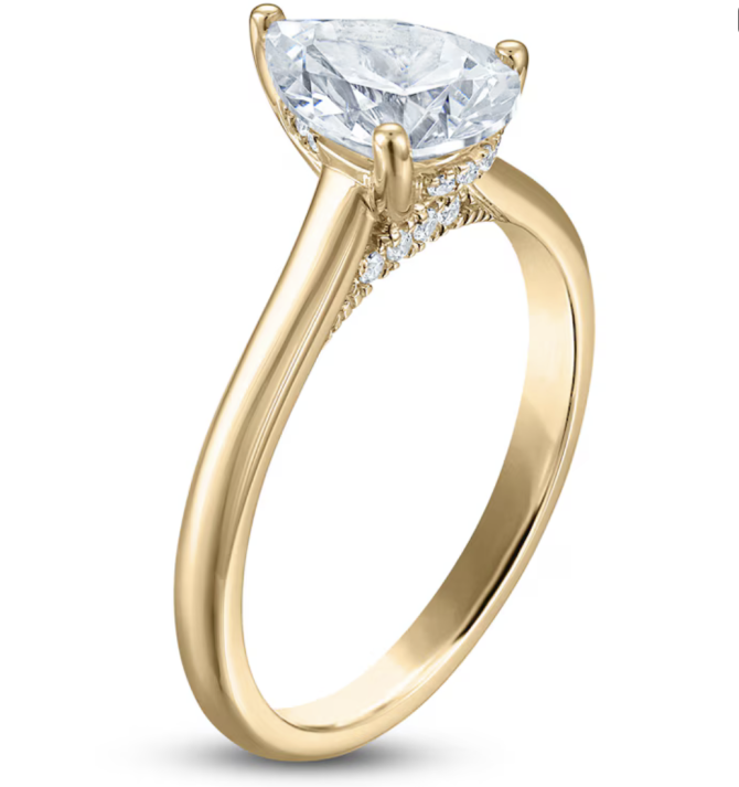 1 Carat Pear-Shaped Lab-Created Diamond Engagement Ring in 18K Yellow Gold | SimplyIn Diamonds - Image 2